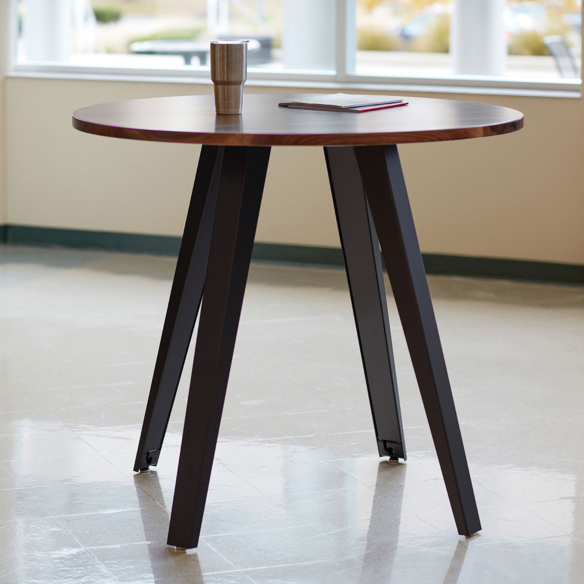 bar height table with four angled legs