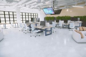 Co-working space featuring Omada desks